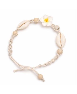 Женский браслет на ногу Rebl Jewelry с бусинами и цветами из ракушек