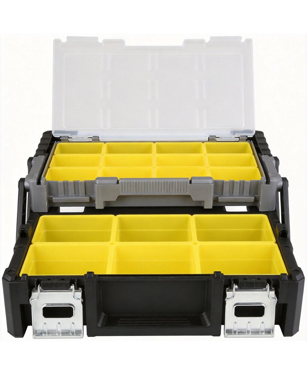 XDOVET Portable Plastic Cantilever Tool Box Organizer With Removable Compartments