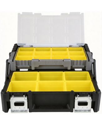 XDOVET Portable Plastic Cantilever Tool Box Organizer With Removable Compartments