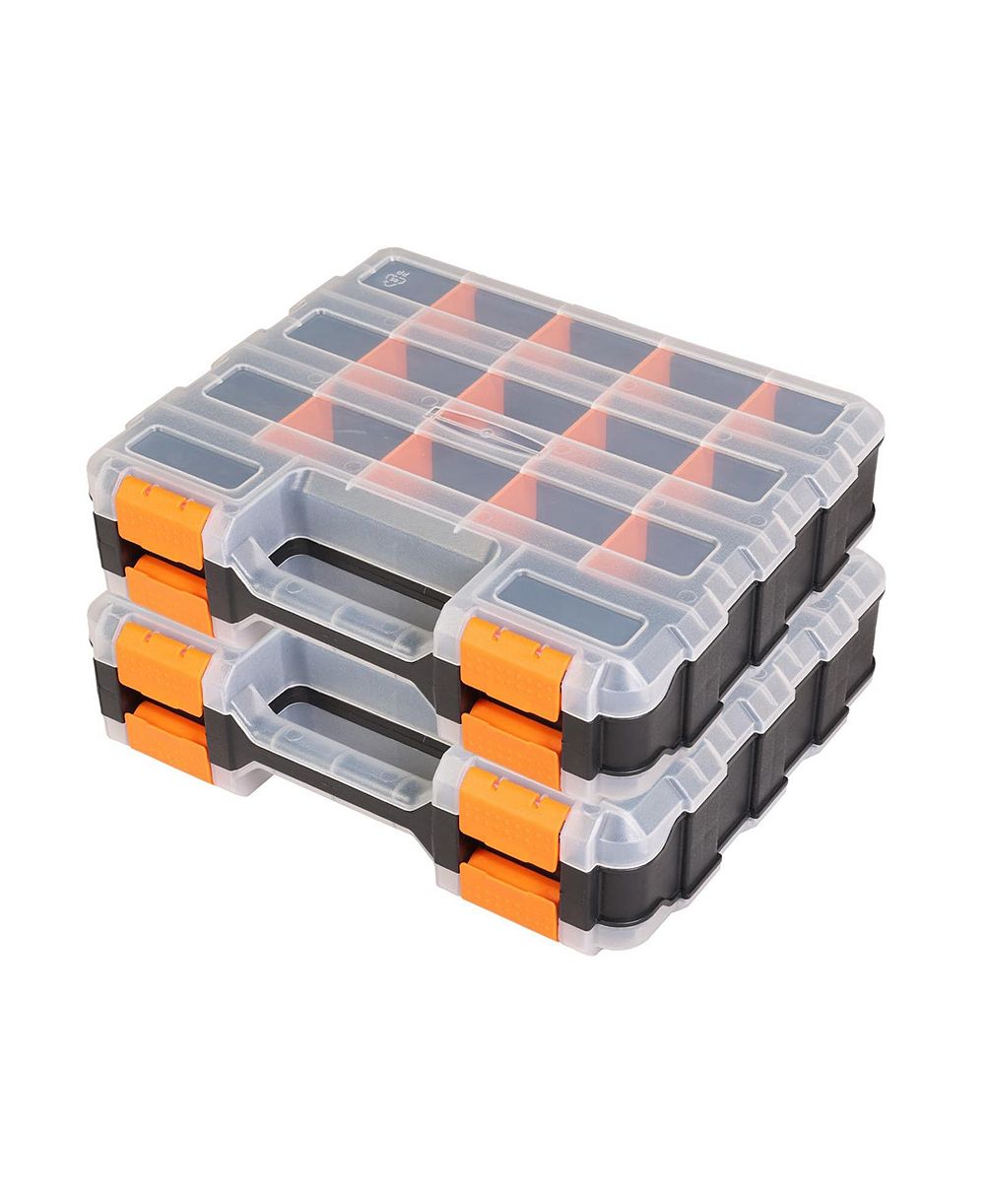 XDOVET Tool Box Double Side 34 Compartments Organizer Removable Dividers