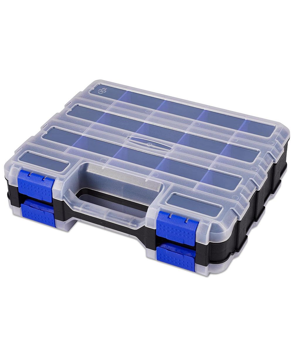 XDOVET Double Sided Hardware Storage Box 34 Compartments with Removable Dividers