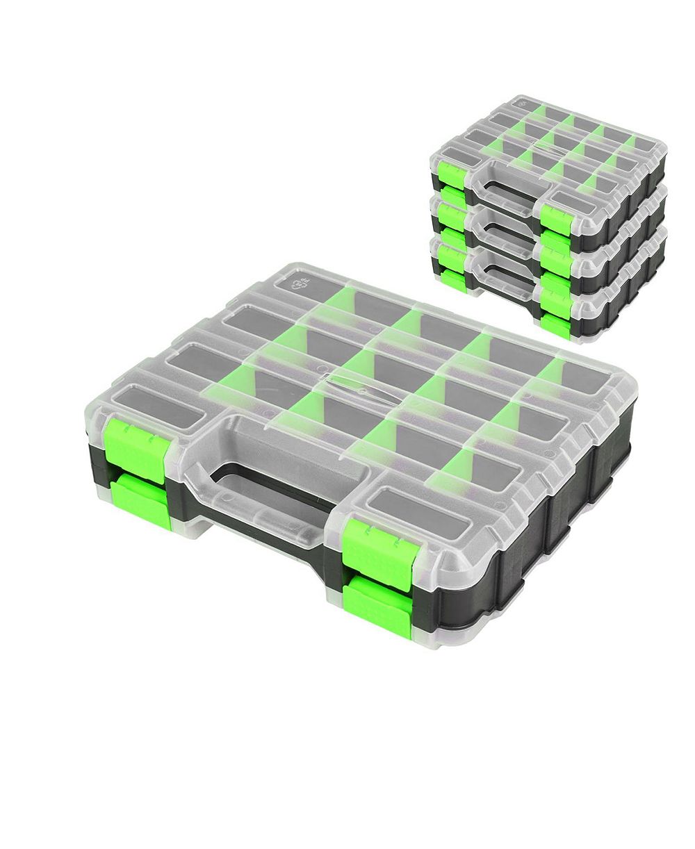 XDOVET Tool Box Transparent Lid Double Side Organizer Removable Dividers Hardware