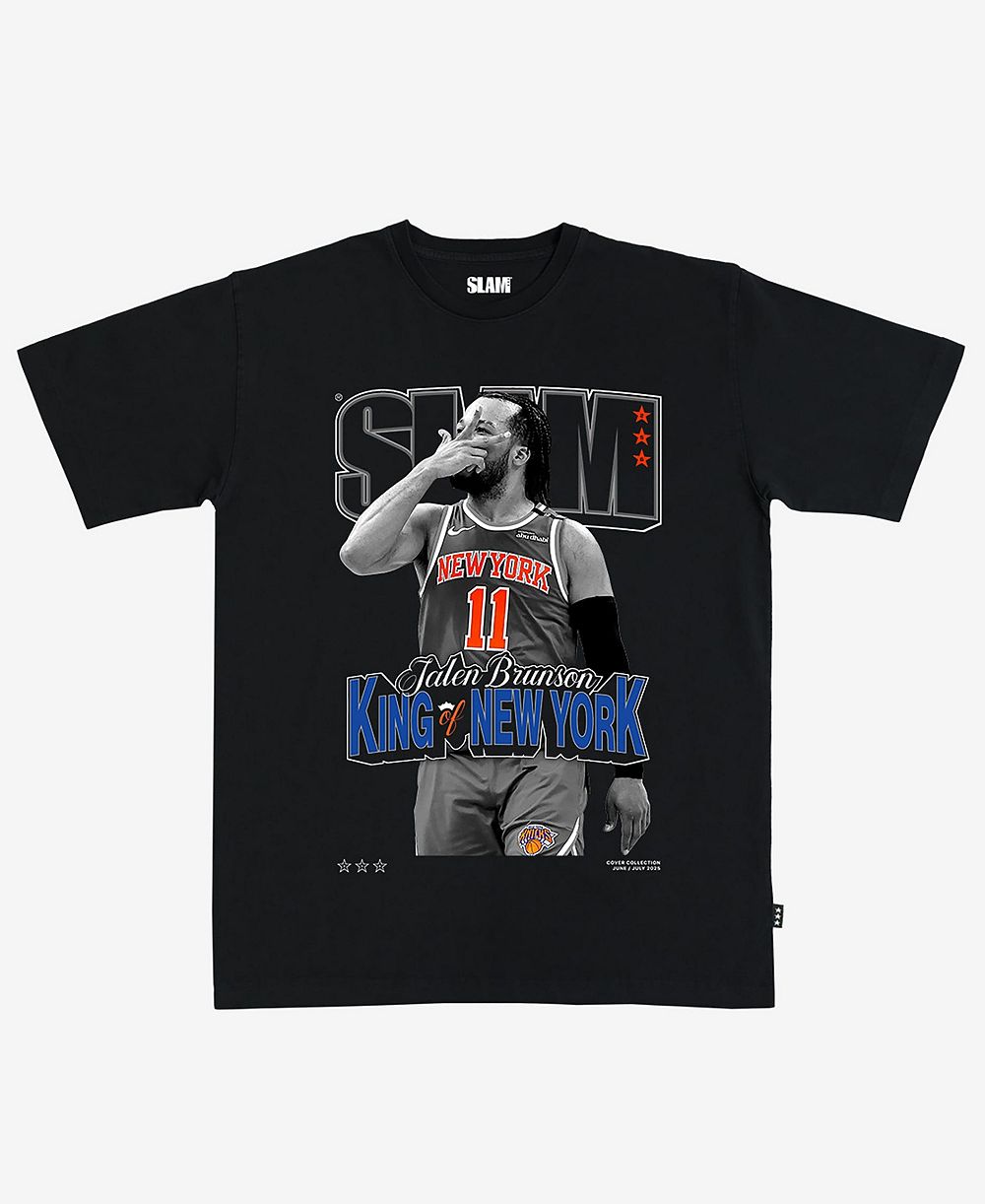Slam Men's and Women's Jalen Brunson Black New York Knicks Cover T-Shirt