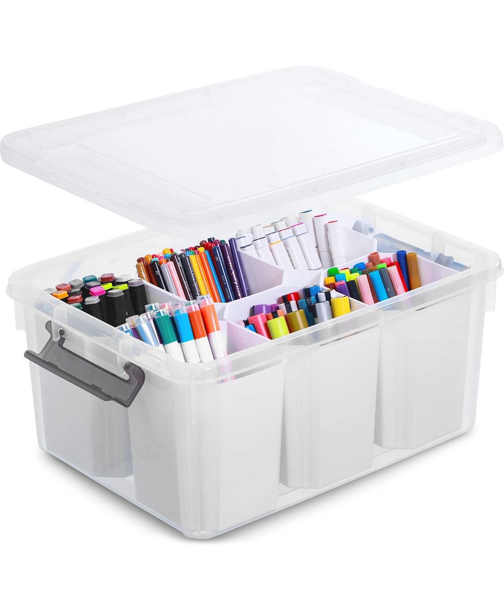 XDOVET Plastic Storage Box With Lids Stackable Organizer