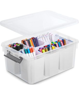 XDOVET Plastic Storage Box With Lids Stackable Organizer