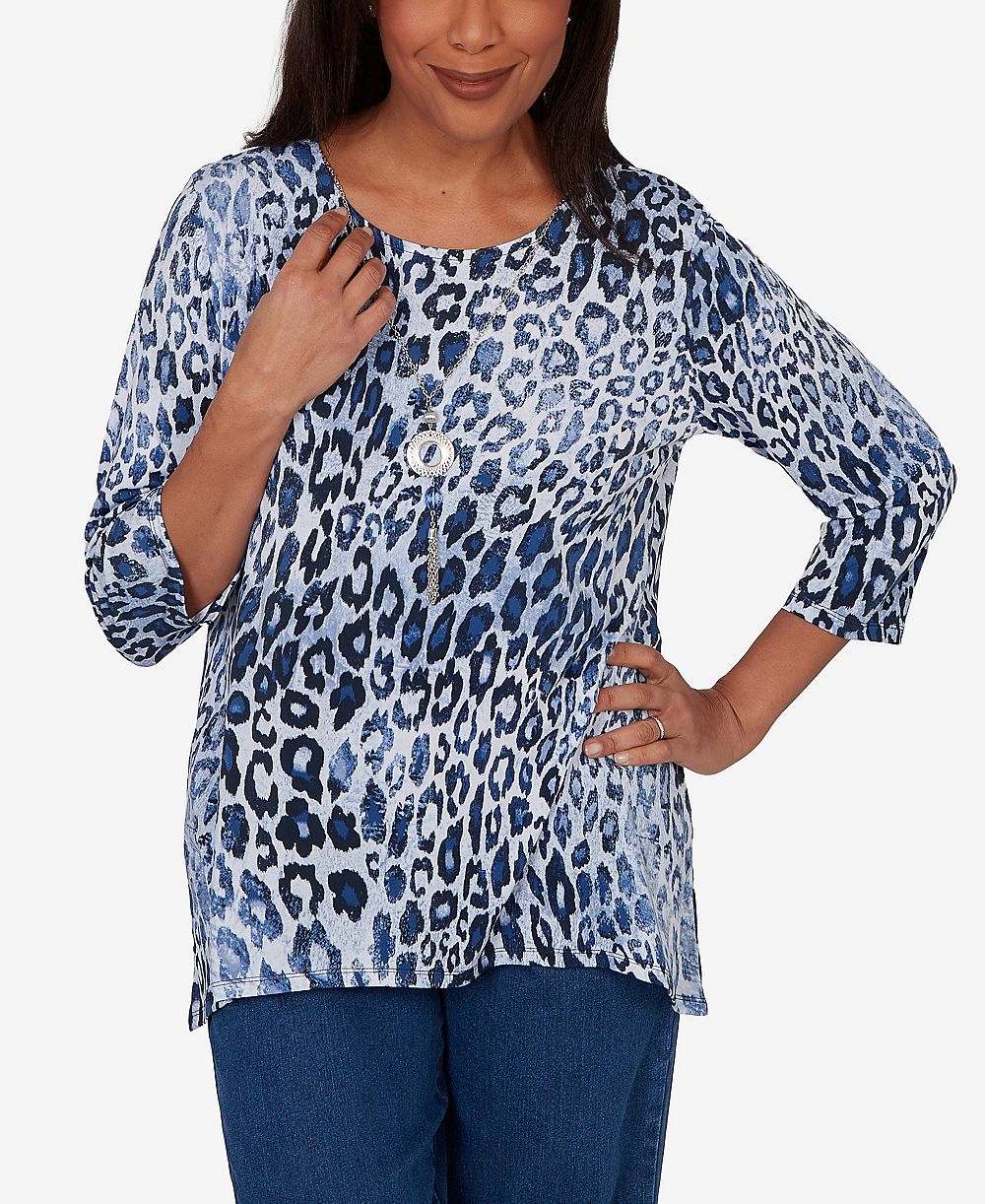 Женский топ Alfred Dunner Petite Animal Printed с ожерельем