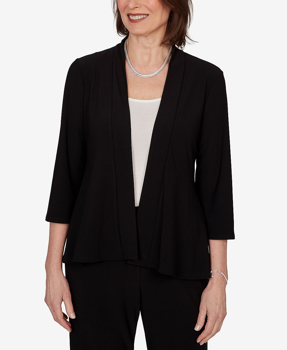 Alfred Dunner Petite Light Open Crepe Cardigan Top