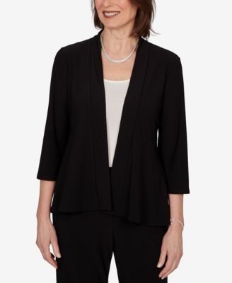 Alfred Dunner Petite Light Open Crepe Cardigan Top
