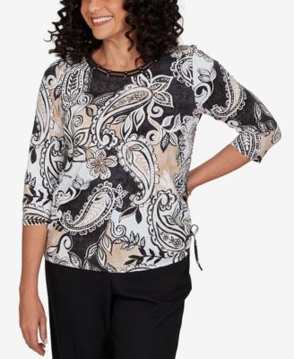 Трикотажный топ Alfred Dunner Petite Paisley Neutrals Knit Top