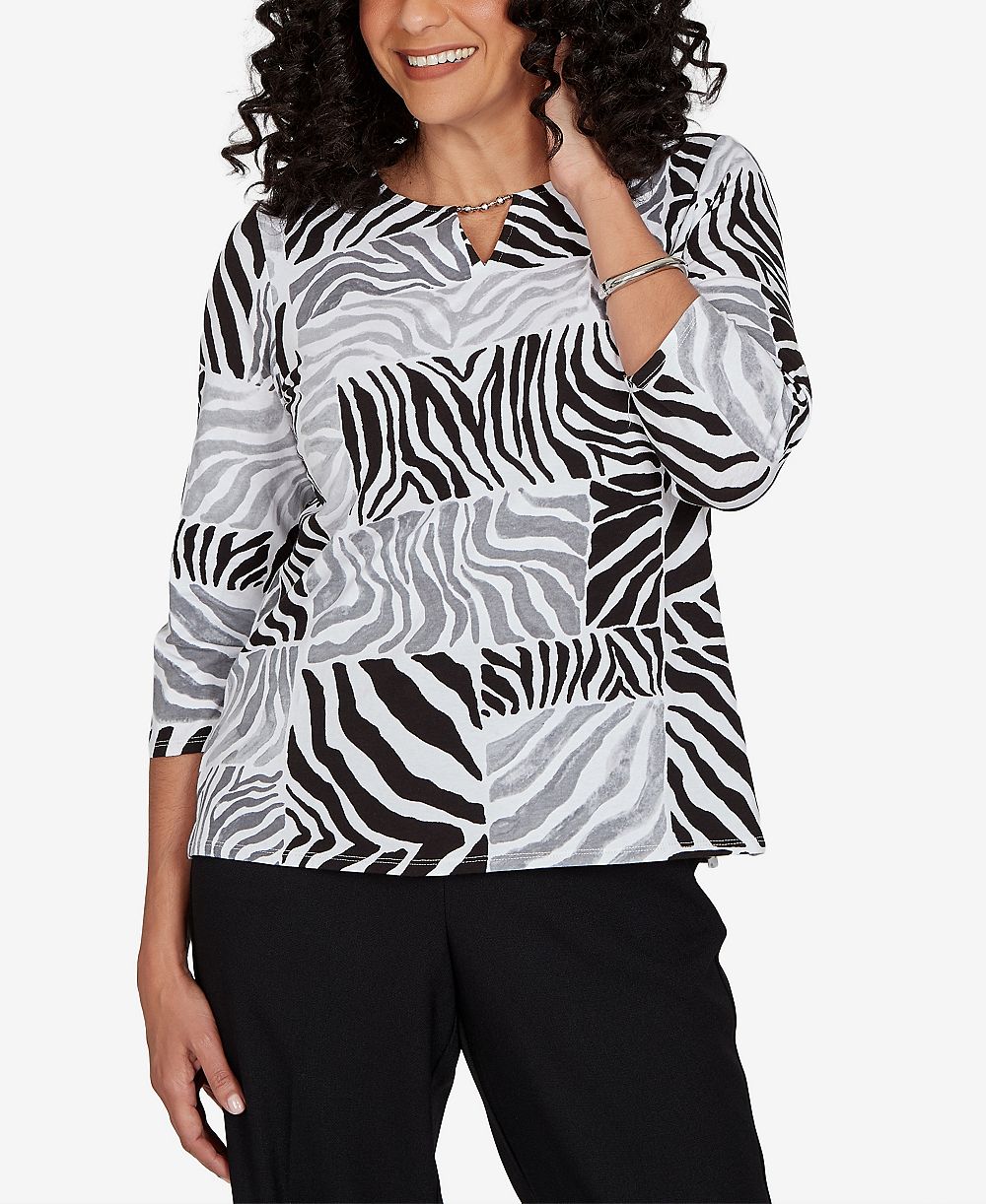 Вязаный топ Alfred Dunner Petite Zebra Blocks