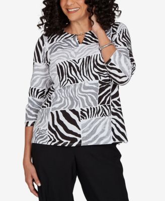 Вязаный топ Alfred Dunner Petite Zebra Blocks
