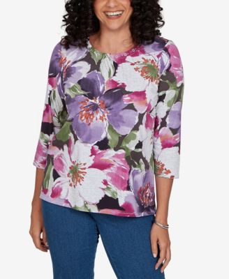 Женский трикотажный топ Alfred Dunner Petite Violet Blooms