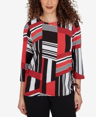 Alfred Dunner Petite Slashed Glass Knit Top