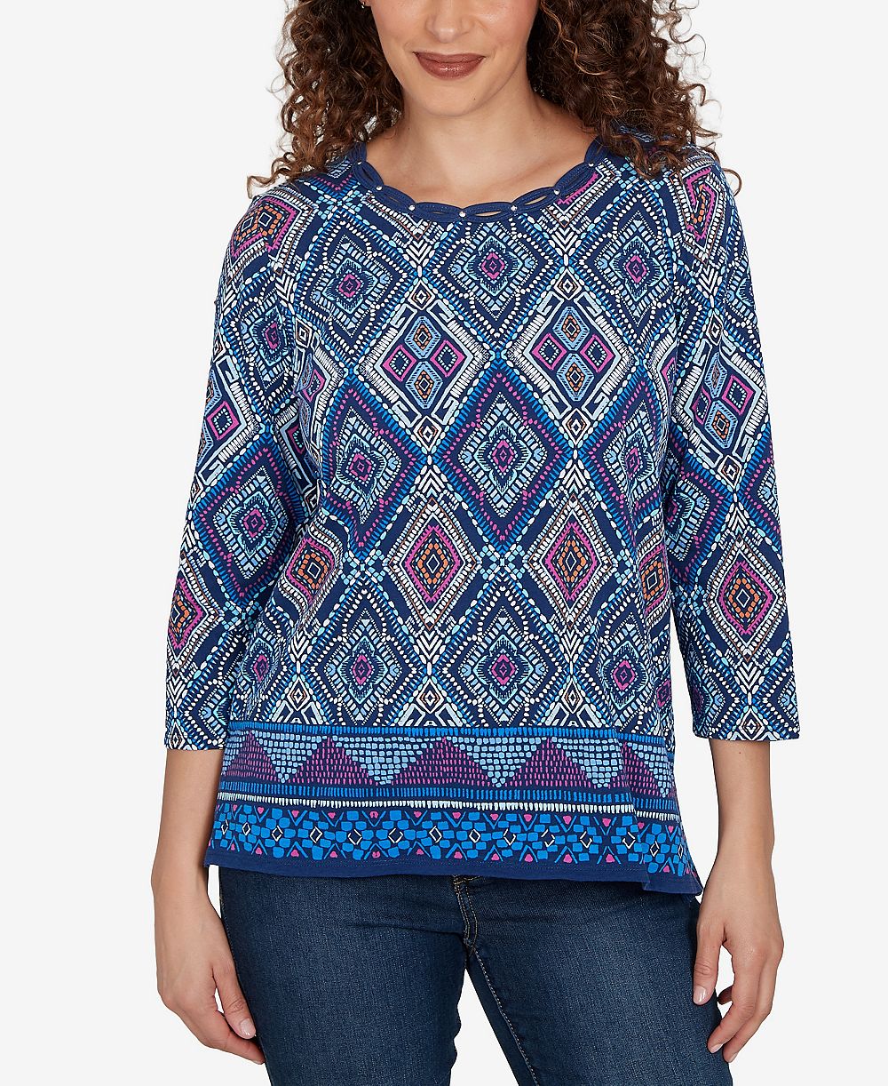Верх Alfred Dunner Petite Kaleidoscope Print Knit