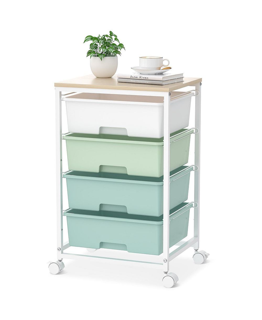 Xdovet 4-Tier Mobile Storage Cart with Drawers