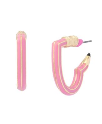 Betsey Johnson Pink Best In Class Heart Pencil Huggie Earrings
