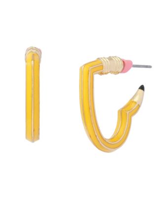 Серьги-кольца Betsey Johnson Yellow Best In Class Heart Pencil Huggie