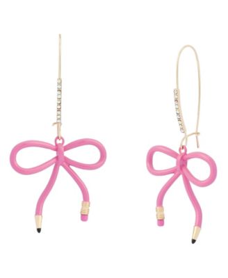Серьги-подвески Betsey Johnson Faux-Stone Best In Class Bow Pencil Dangle