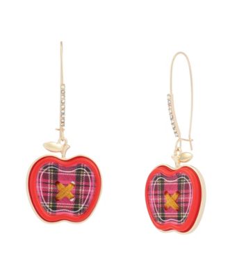 Серьги-подвески Betsey Johnson Faux-Stone Best In Class Plaid Apple