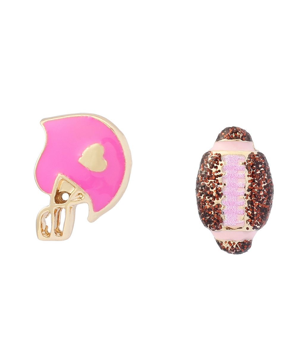 Betsey Johnson Pink Football Stud Earrings