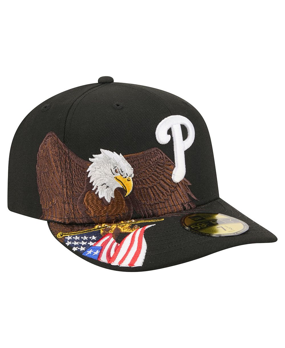 Мужская кепка New Era Black Philadelphia Phillies Americana Bald Eagle Pre-Curved 59FIFTY Fitted