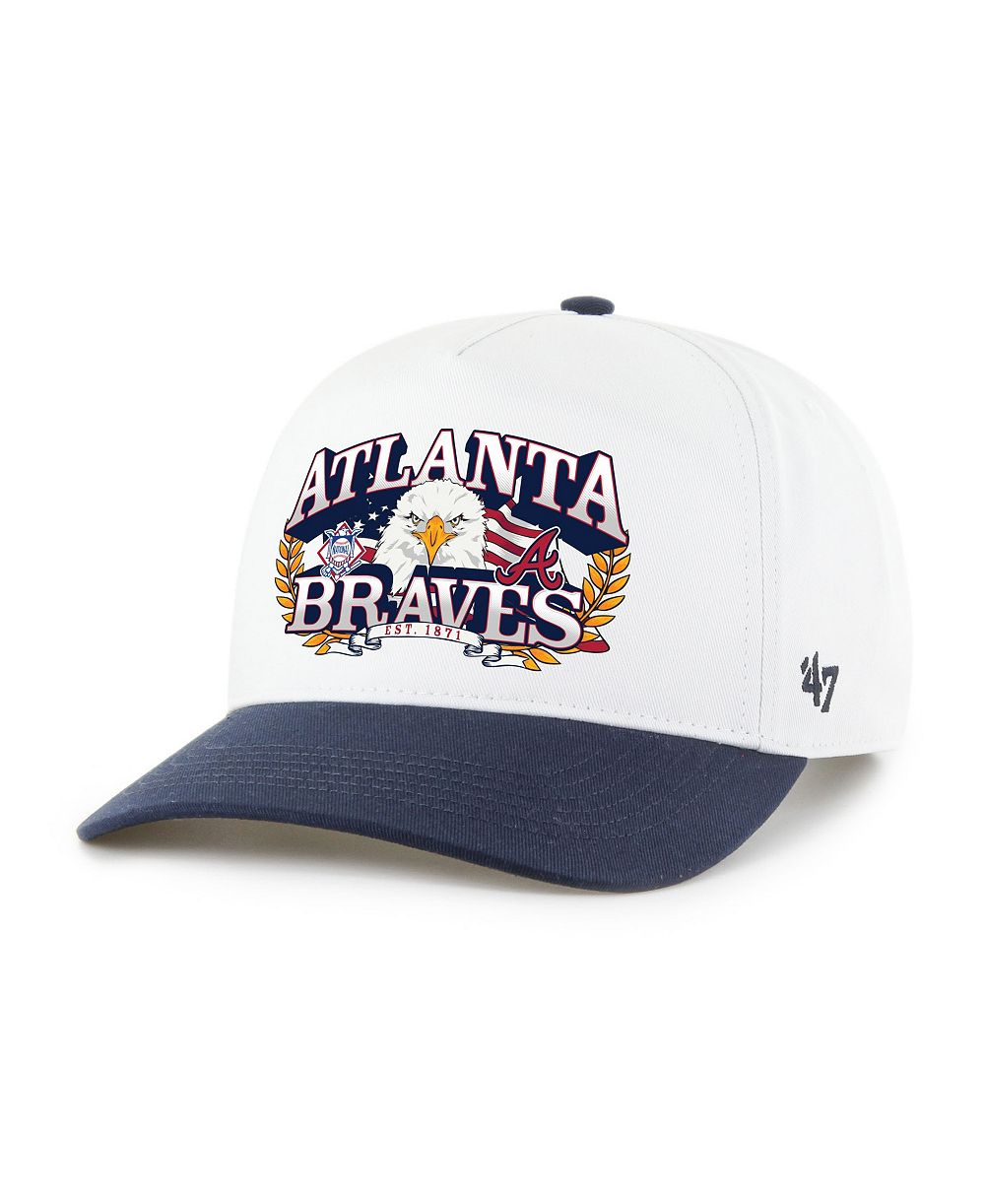 Мужская кепка '47 Brand White/Navy Atlanta Braves Americana Eagle Hitch регулируемая