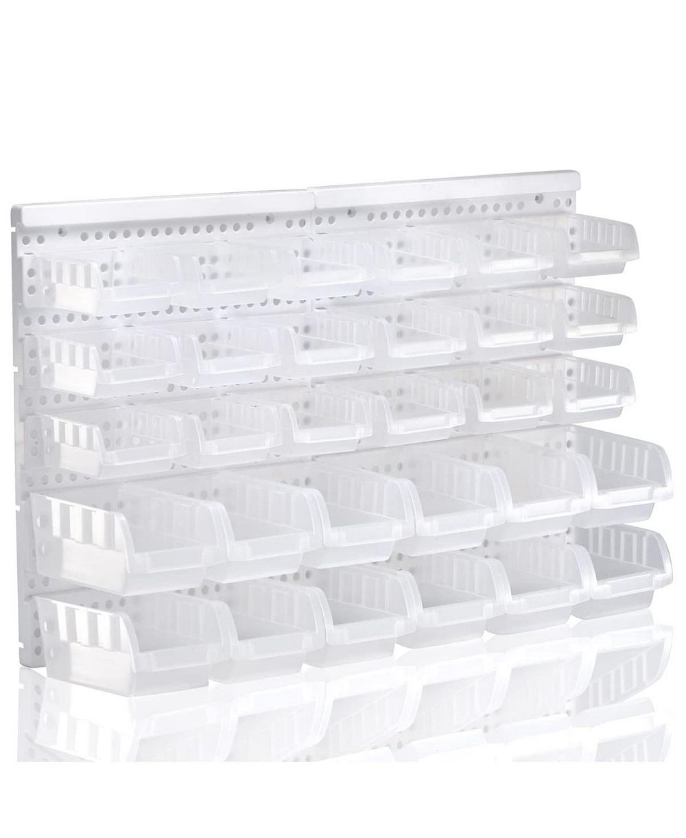 XDOVET Transparent Wall Mounted Organizer Pegboard Storage Bins Nuts Bolts Screws