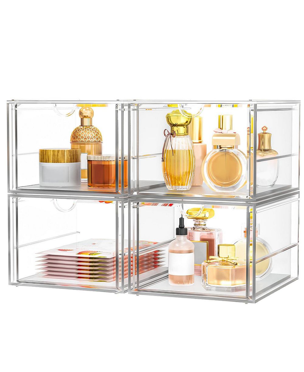 XDOVET Versatile Makeup Organizer Drawer Transparent Desktop Storage 4 Drawers