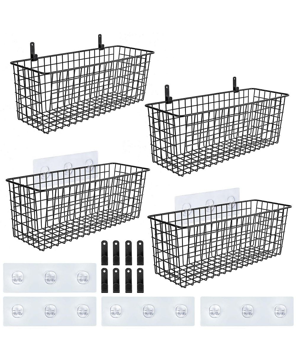 XDOVET Wire Wall Hanging Storage Baskets with Hooks