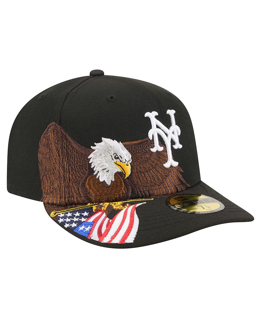 Мужская кепка New Era Black New York Mets Americana Bald Eagle Pre-Curved 59FIFTY Fitted
