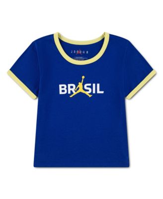 Детская футболка Jordan Big Girls Royal Brazil National Team Retro Graphic Tri-Blend