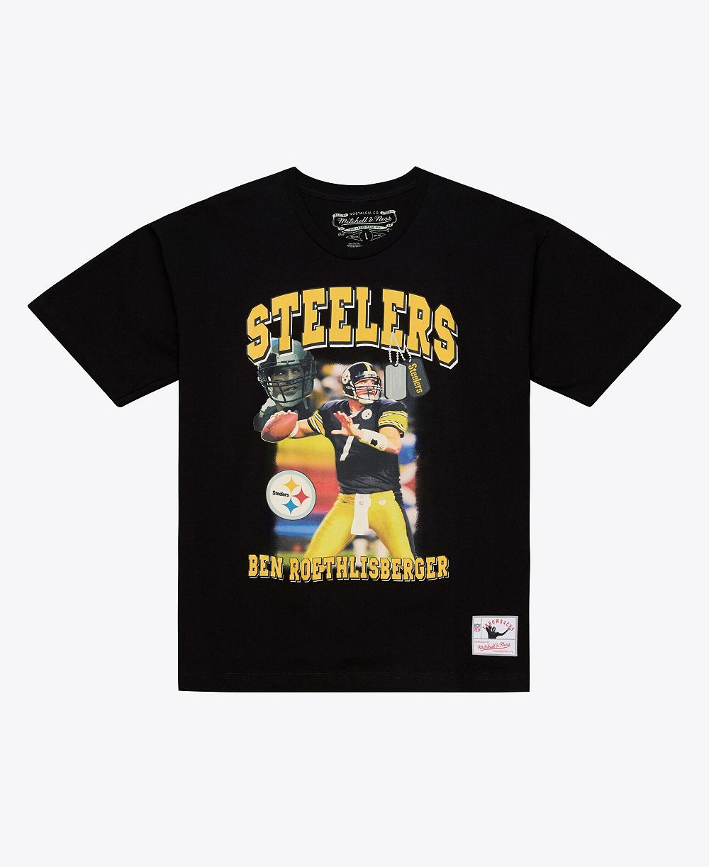 Mitchell & Ness Men's Ben Roethlisberger Black Pittsburgh Steelers Photo Reel T-Shirt