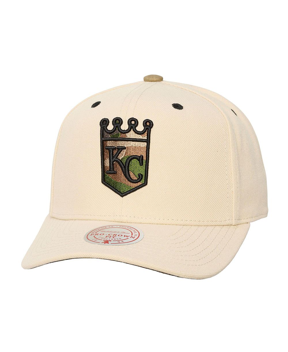 Mitchell & Ness Мужская и Женская кепка snapback Pro Crown, Kansas City Royals Camo Logo, кремовый цвет