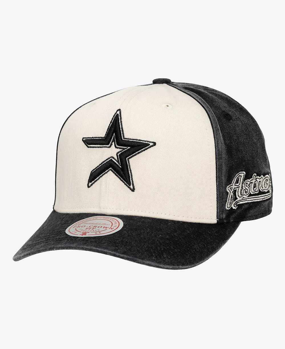 Мужская и женская кепка Mitchell & Ness Houston Astros Snow Block Pro Crown Adjustable Hat Cream/Black