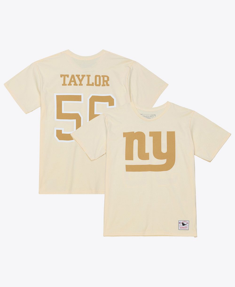 Мужская футболка Mitchell & Ness Lawrence Taylor Cream New York Giants Sandman Name & Number