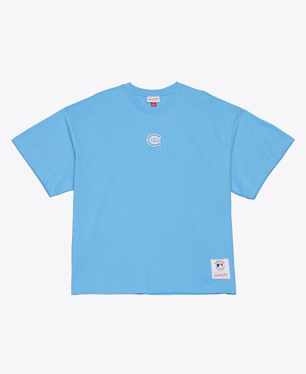 Мужская футболка Mitchell & Ness Light Blue Chicago Cubs Insignia Premium