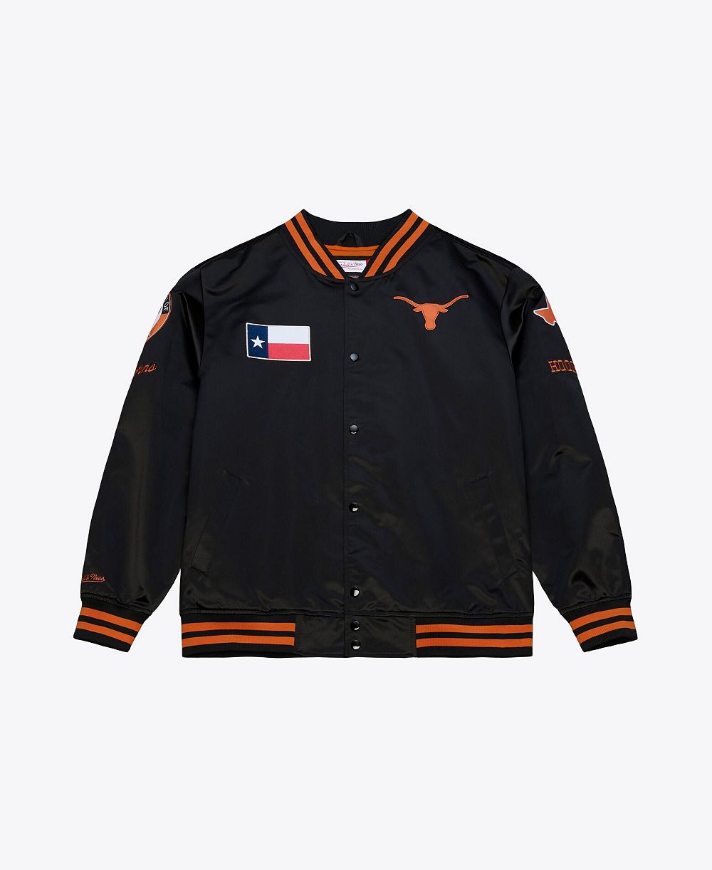 Mitchell & Ness Men's Black Texas Longhorns Double Clutch Lightweight Satin Full-Snap Jacket