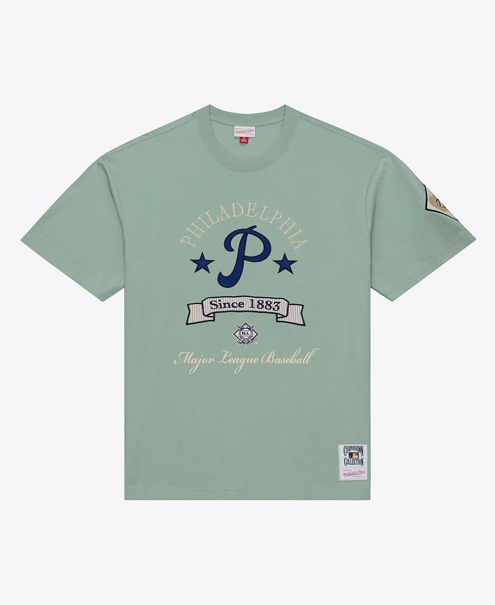 Мужская футболка Mitchell & Ness Green Philadelphia Phillies Yacht Rock