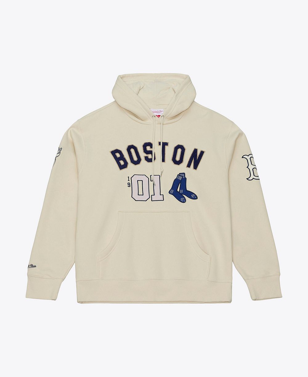 Mitchell & Ness Мужское флисовое худи Boston Red Sox Yacht Rock, кремовое