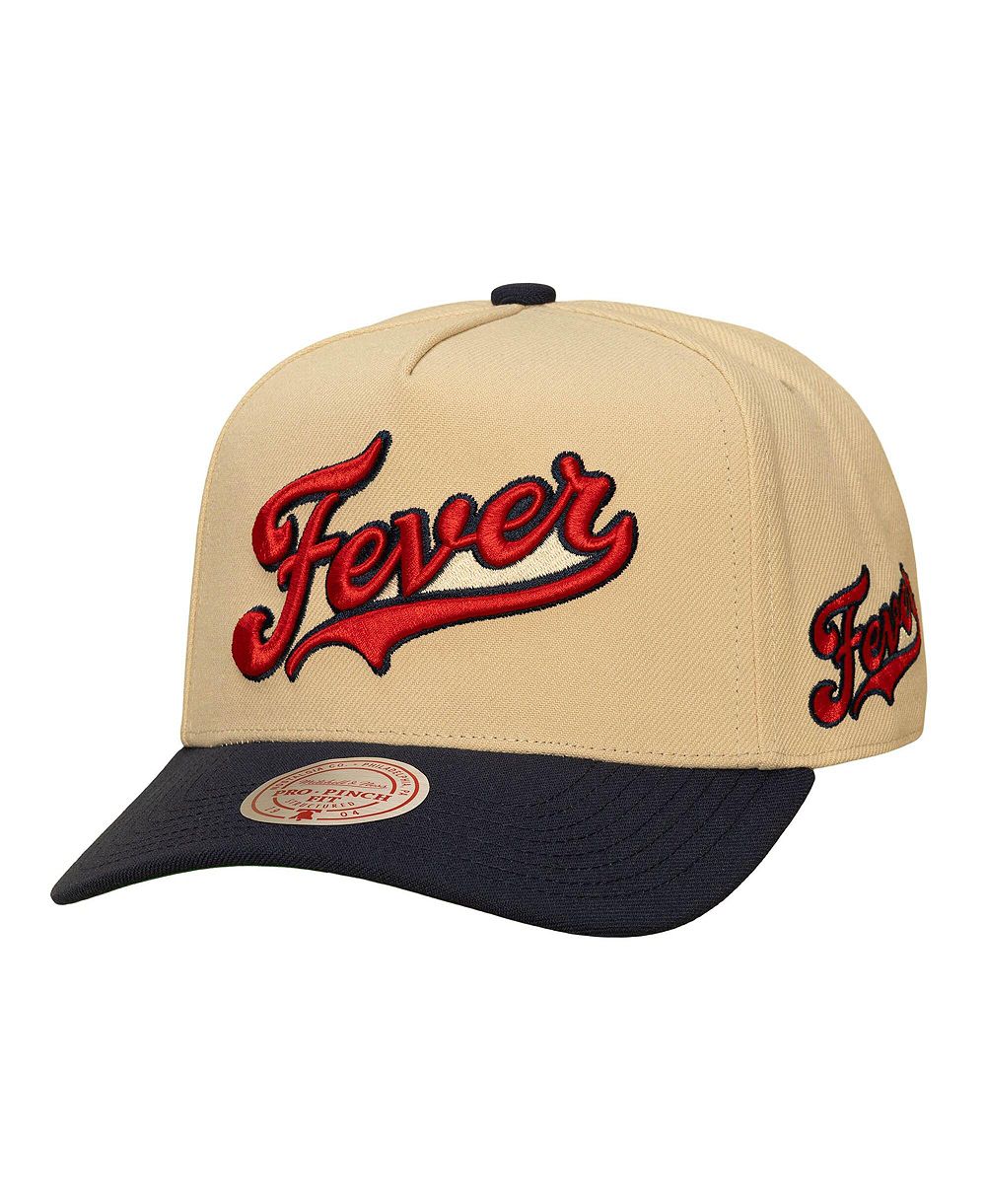 Мужская и женская кепка Mitchell & Ness Khaki/Navy Indiana Fever Pro Pinch Snapback