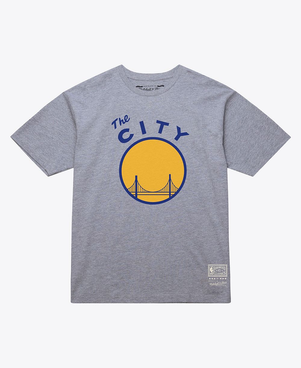 Мужская и женская футболка Mitchell & Ness Golden State Warriors Hardwood Classics Arch