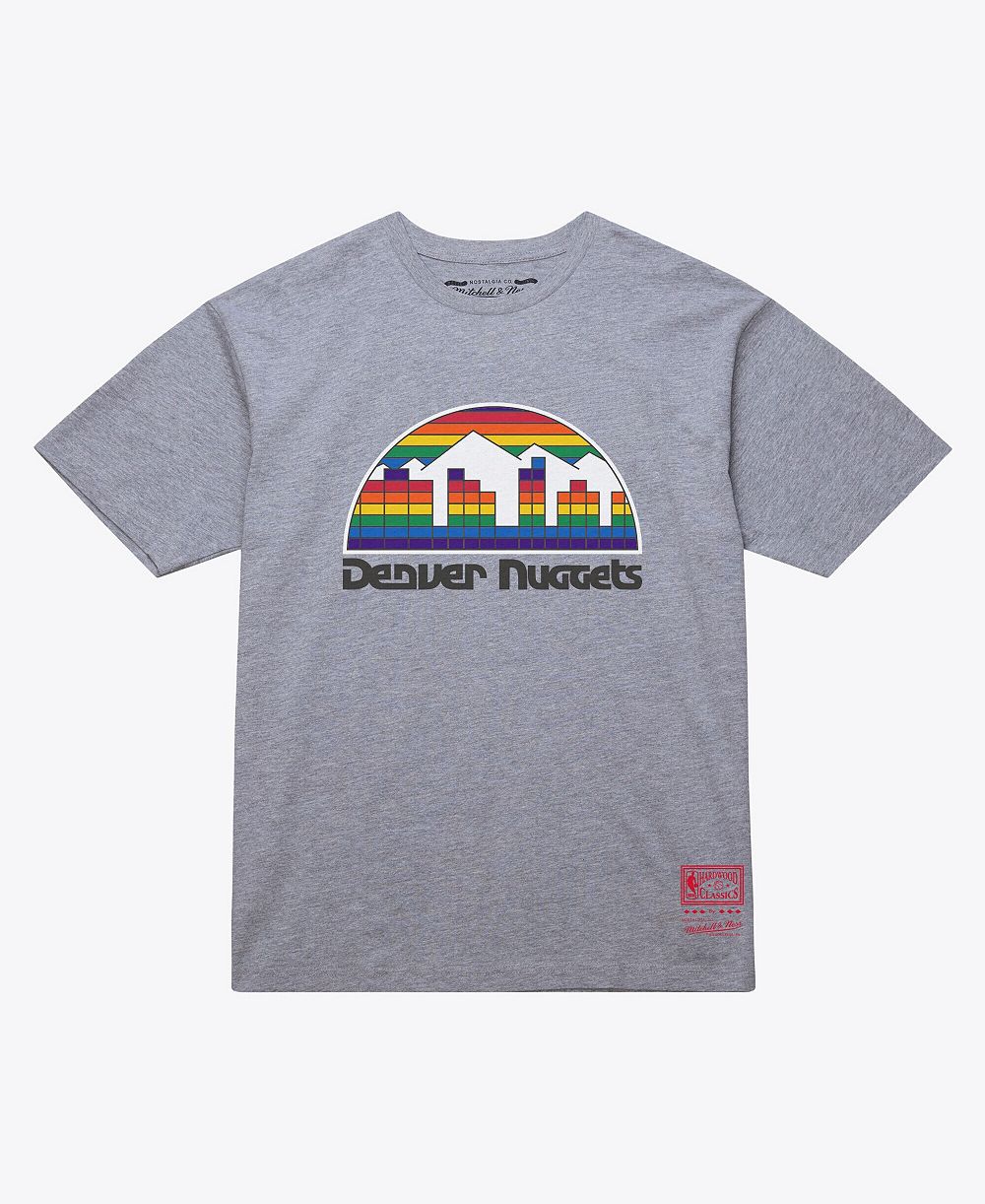 Mitchell & Ness Men's and Women's Heather Gray Denver Nuggets Hardwood Classics Arch T-Shirt