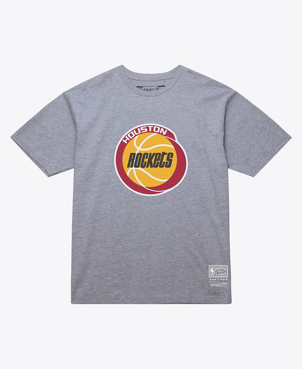 Mitchell & Ness Мужской и Женский Heather Gray Houston Rockets Hardwood Classics Arch T-Shirt