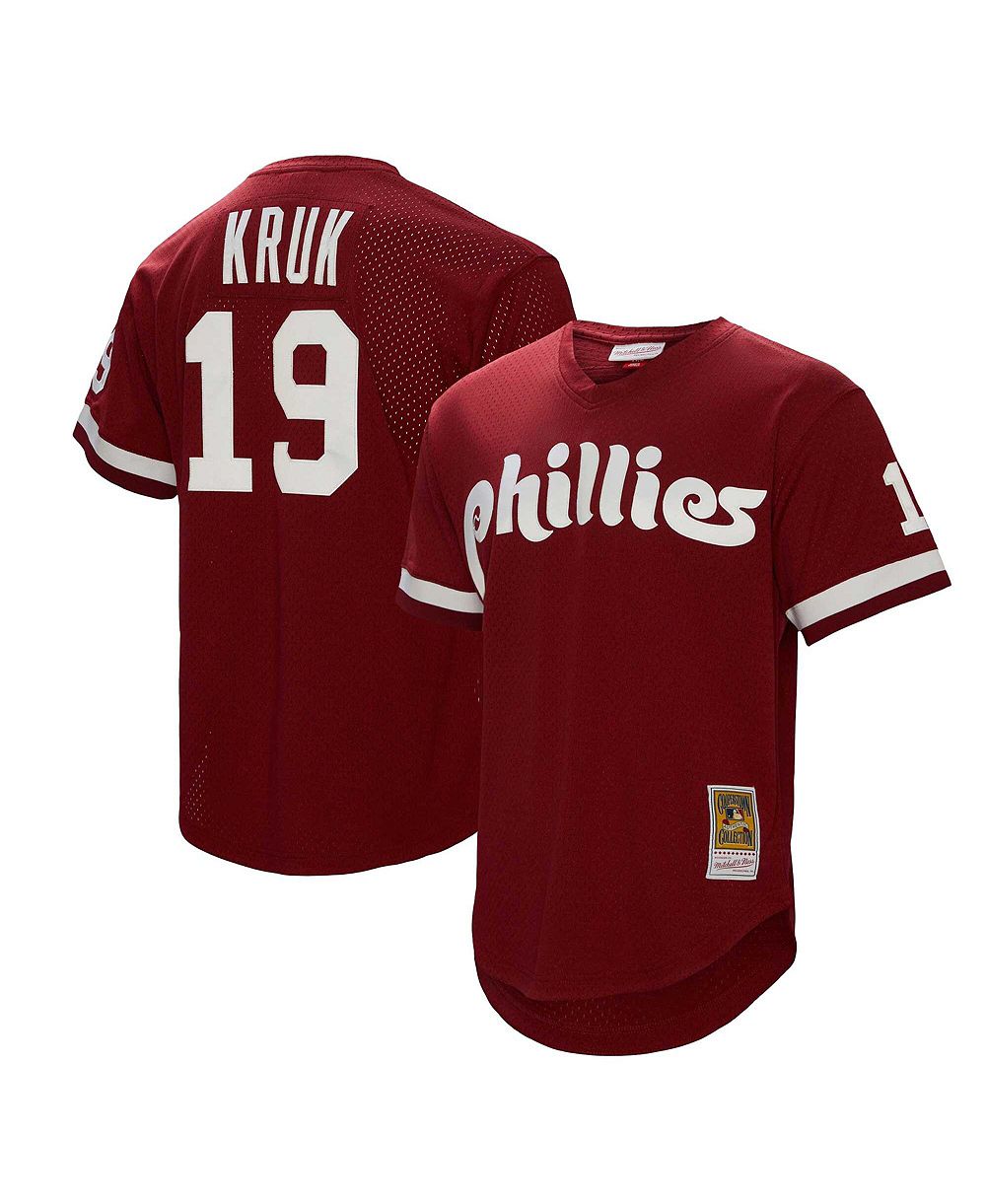Мужская бейсбольная джерси Mitchell & Ness из сетки, бордовая, коллекция Cooperstown, большой размер, Джон Крук, Филадельфия Филлис