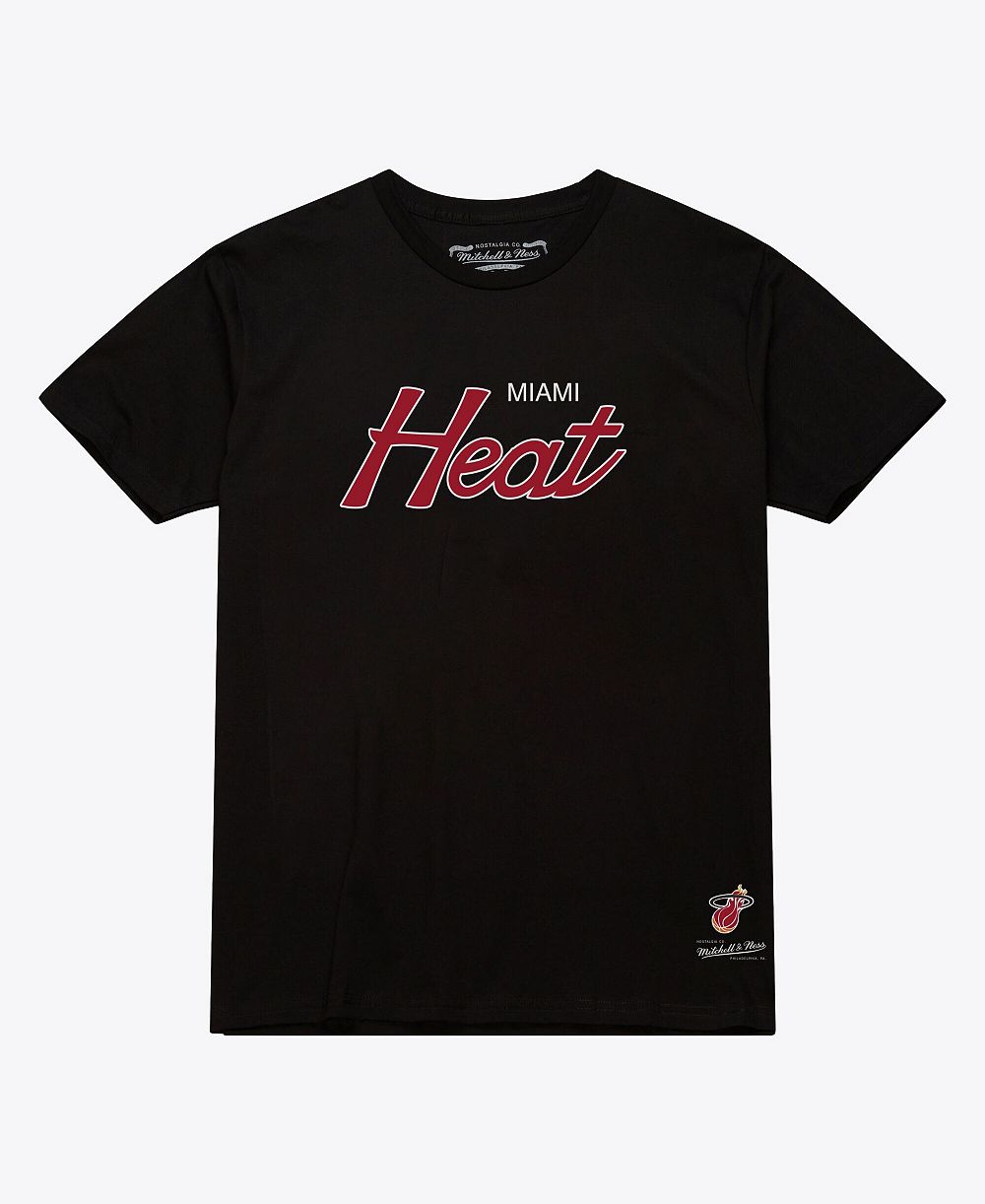 Мужская футболка Mitchell & Ness Black Miami Heat Wordmark