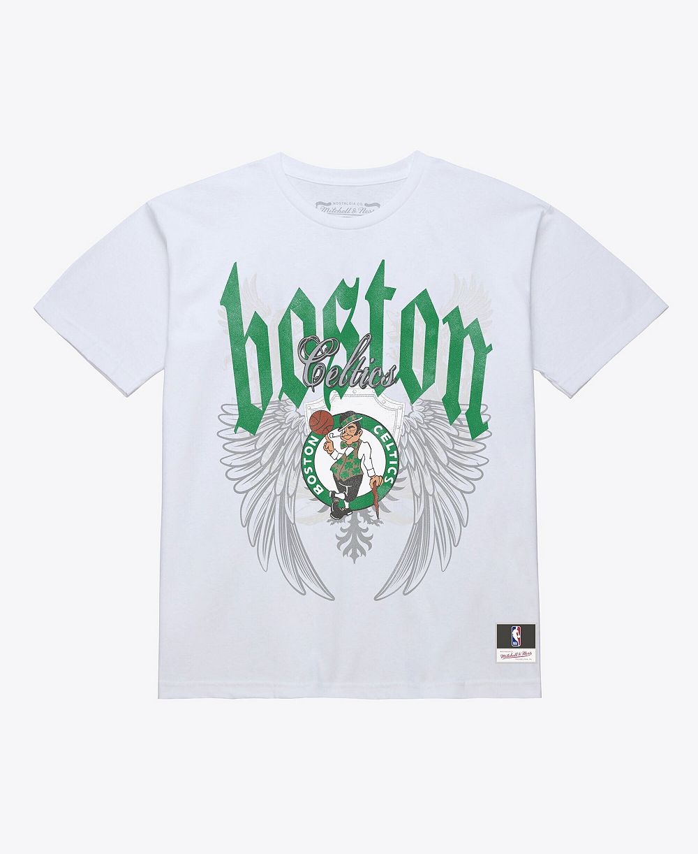 Мужская белая футболка Mitchell & Ness Boston Celtics Old English Classic