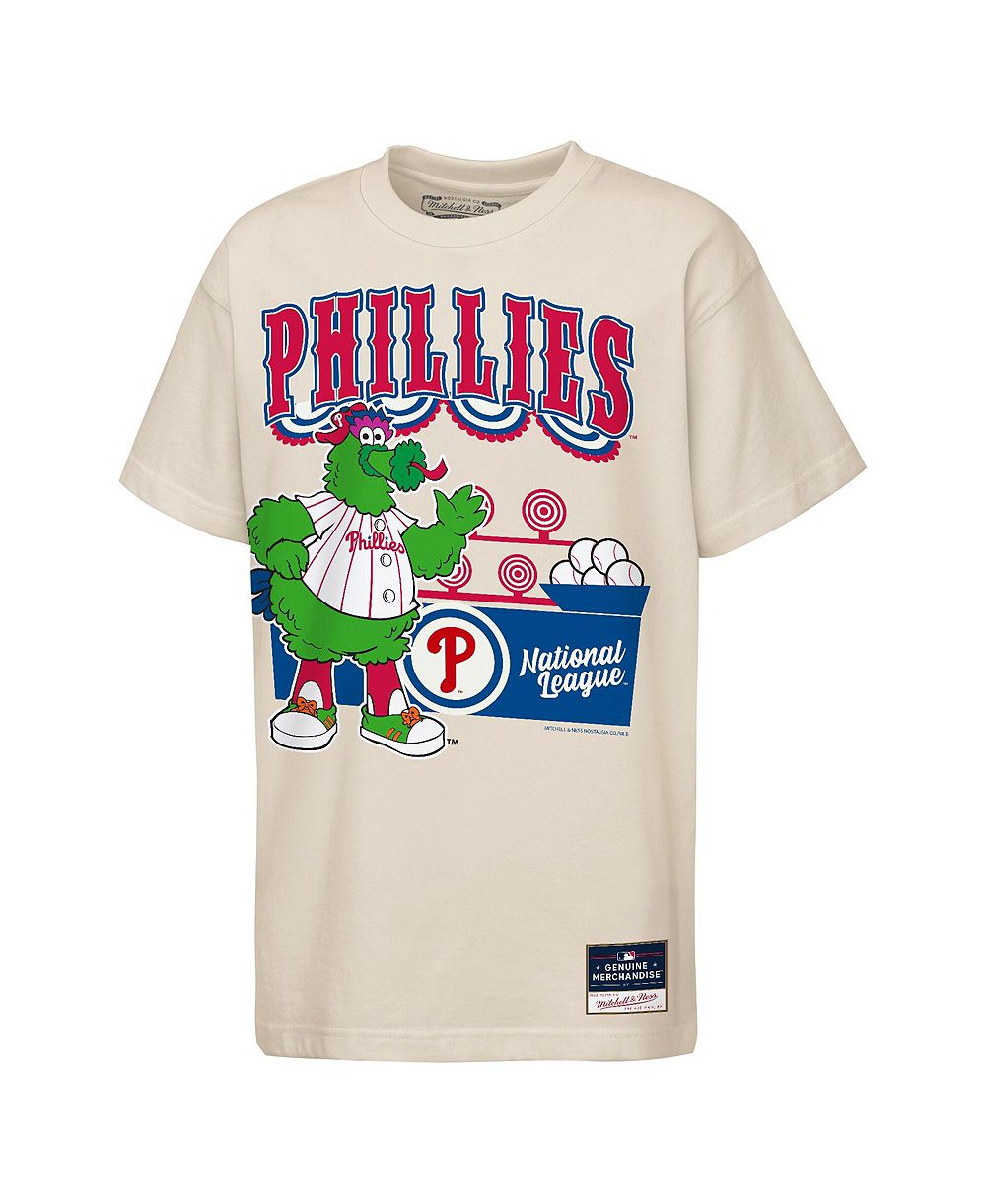 Футболка Mitchell & Ness Big Boys and Girls Cream Philadelphia Phillies Step Back Up Mascot