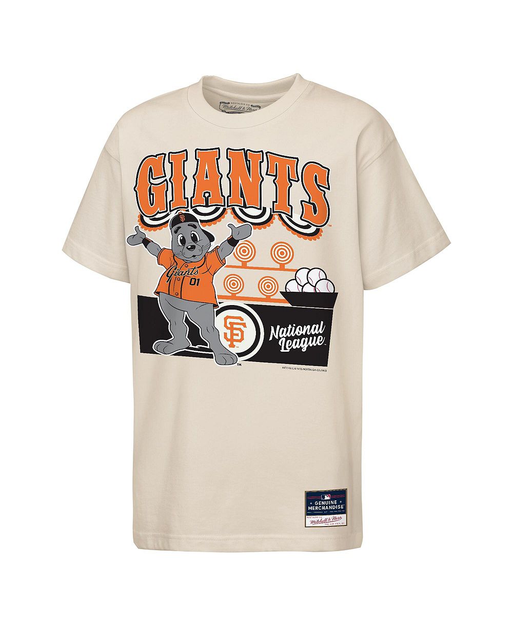 Mitchell & Ness футболка San Francisco Giants Step Back Up Mascot для мальчиков и девочек, кремовый цвет