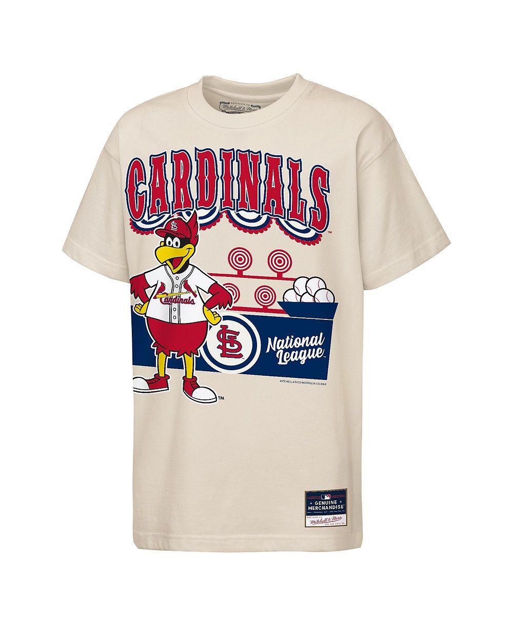 Детская футболка Mitchell & Ness St. Louis Cardinals Step Back Up Mascot, кремовая