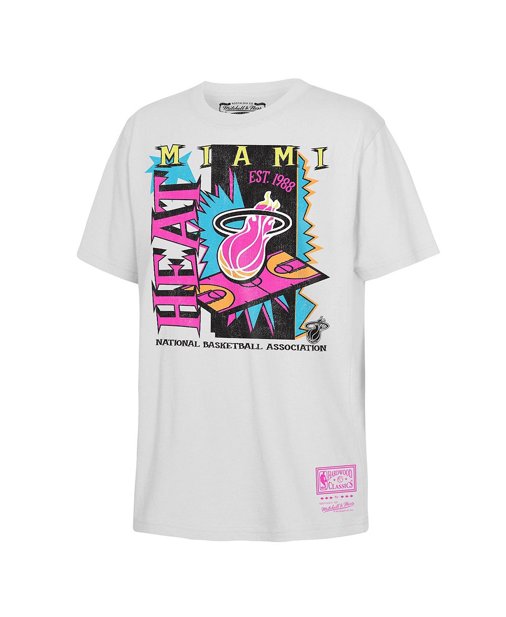 Детская футболка Mitchell & Ness White Miami Heat Neon Court Shock